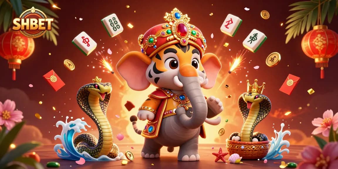 Experience thrilling gambling with SHBET's vibrant 3D casino illustration featuring majestic game elements.