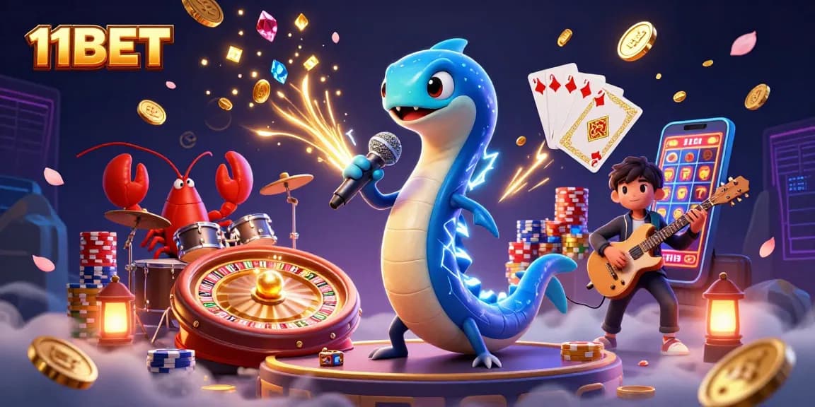 Experience the excitement of 11BET in a vibrant underwater casino scene with captivating characters and game elements.