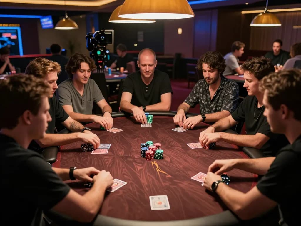 Players strategizing their moves at CM88 poker table, showcasing competitive gaming atmosphere