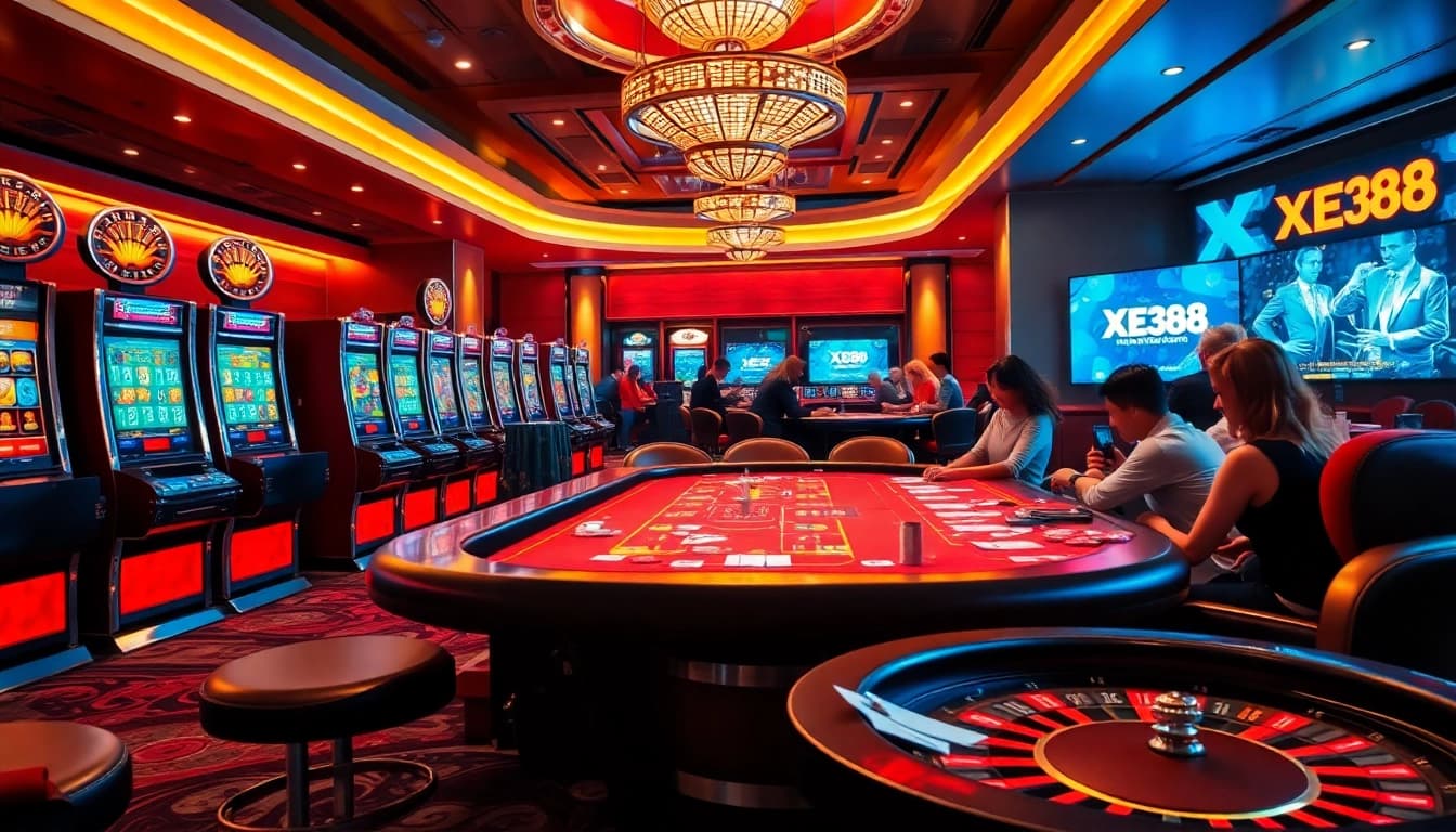 Exciting scene highlighting XX88's luxurious casino atmosphere with vibrant gaming elements.