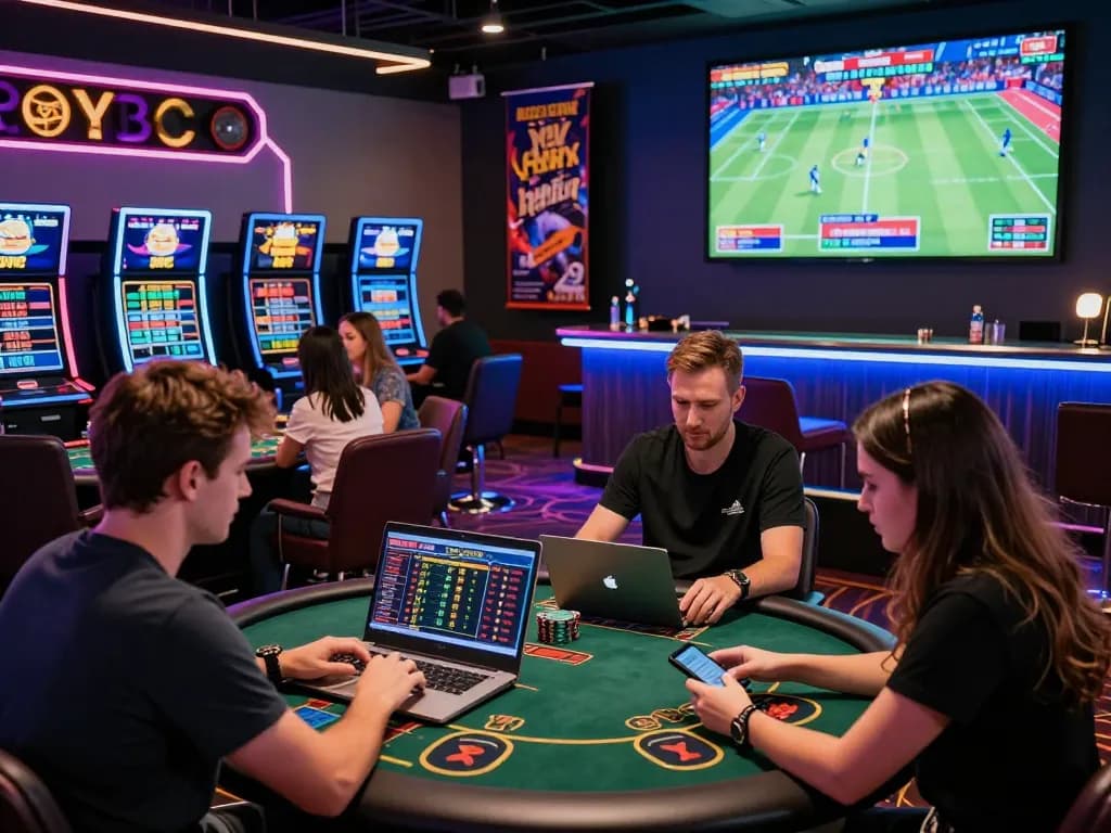 Engaging scene of players at online gambling platform bl555, showcasing vibrant gaming atmosphere and live betting action.