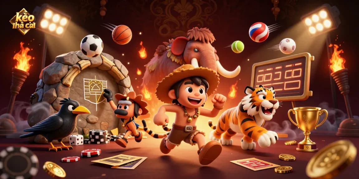 Enjoy watching kèo nhà cái betting action with dynamic elements and vibrant characters in a casino scene.