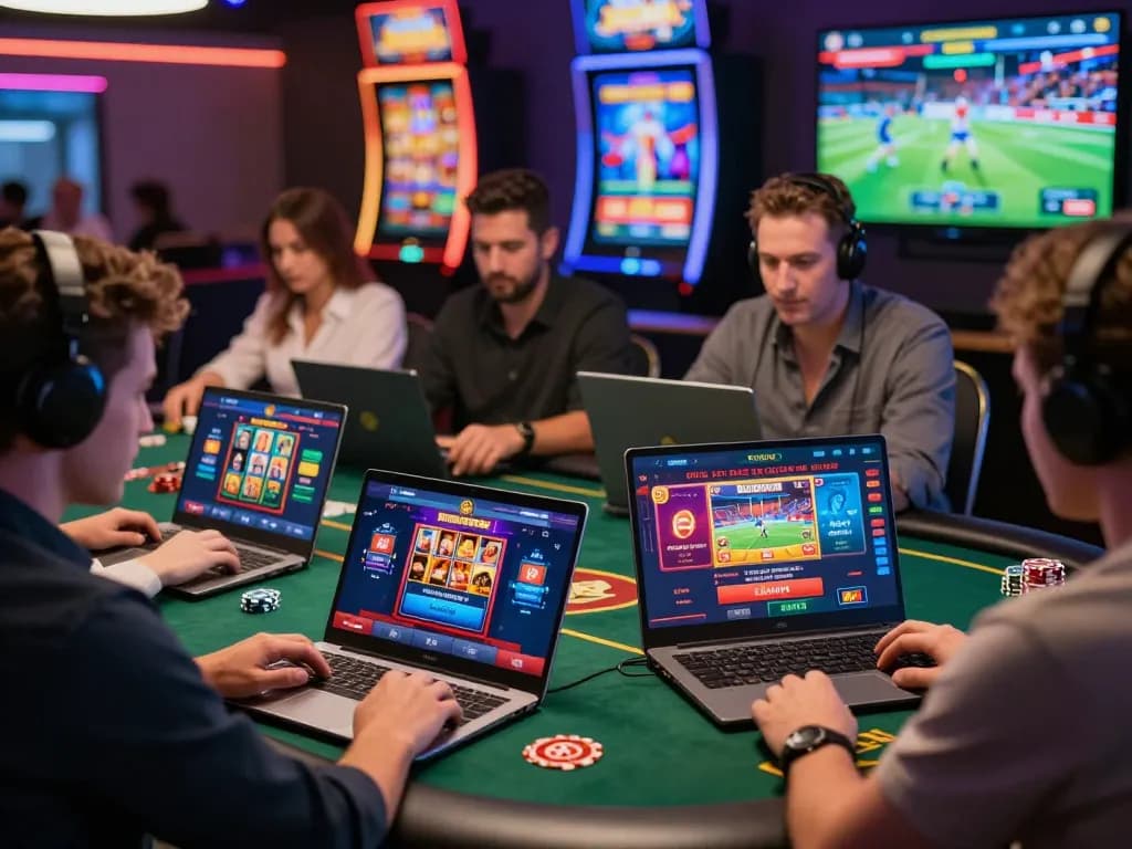 Engaged players enjoying online gaming at HM88 com with vibrant promotions and casino interface.