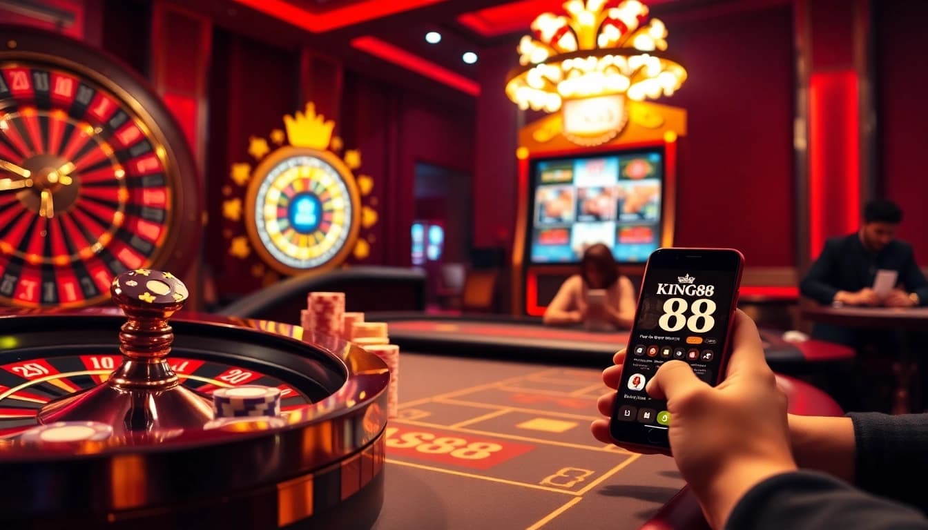 Experience high-stakes gambling at King88 casino with vibrant tables and thrilling action.