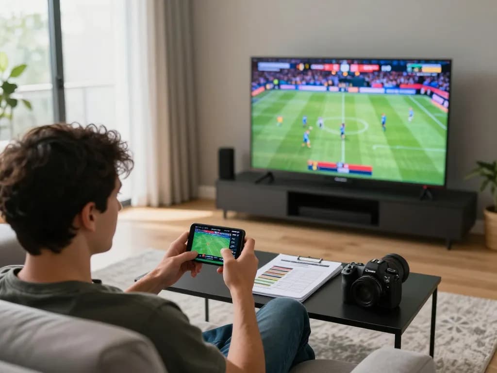 uu88 user placing strategic sports bets on mobile app in a cozy home environment