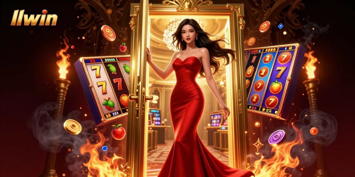 Experience thrilling gameplay at llwin with a stunning 3D casino illustration featuring vibrant slot game elements.