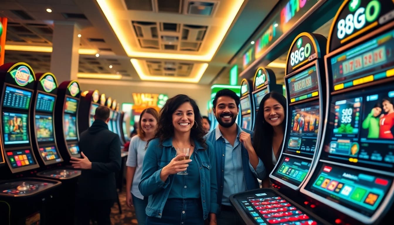 Online gaming scene highlighting nền tảng 88go with players enjoying diverse betting options and vibrant graphics.
