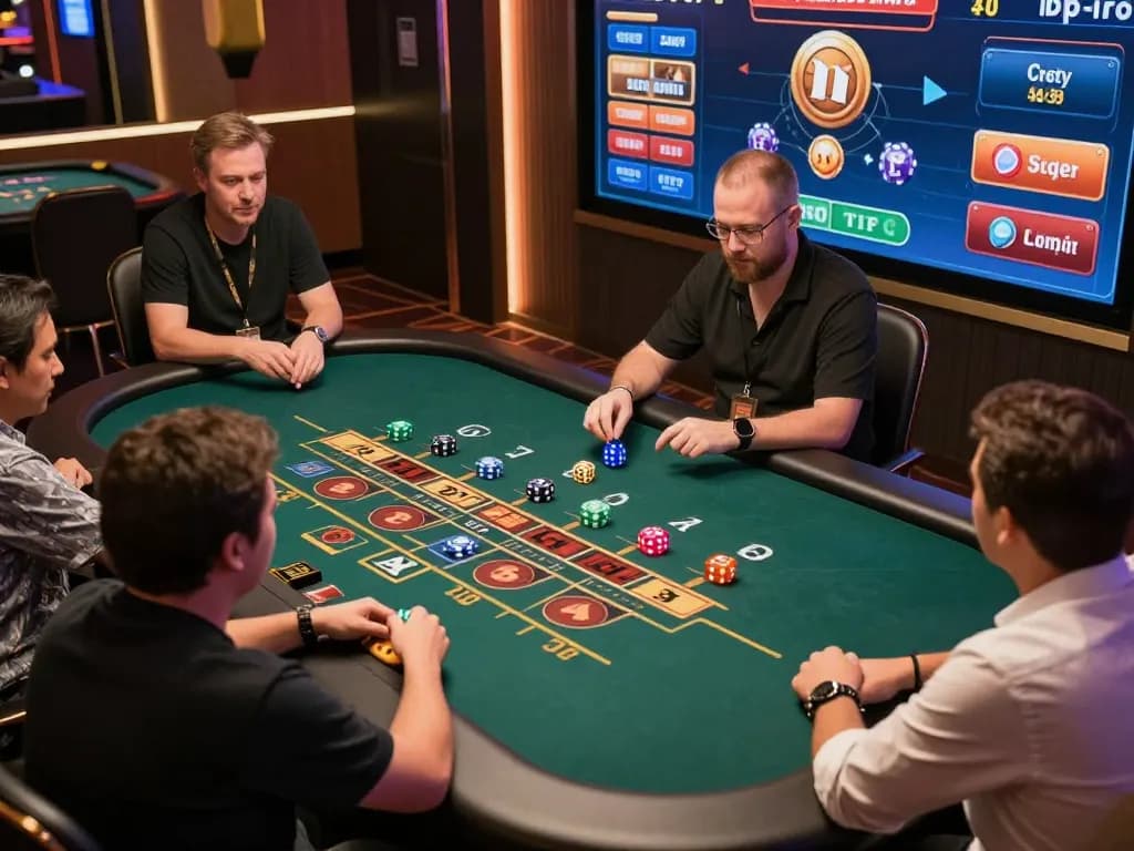 Sicbo online gameplay showcasing players placing bets and colorful dice rolling in digital casino setting.