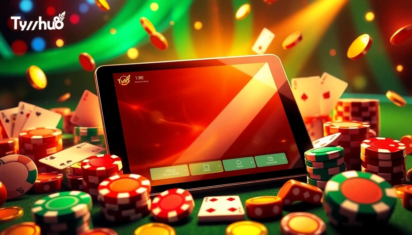 Experience the exhilarating atmosphere of Typhu88's online gambling with vibrant casino elements and engaging action.