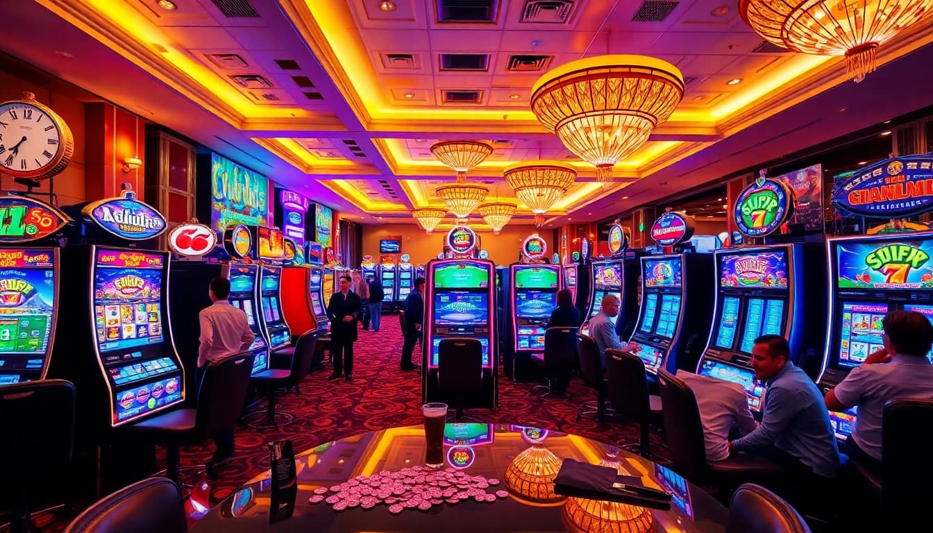 Rekomendasi situs slot gacor dengan mesin slot berwarna-warni di kasino yang ramai.