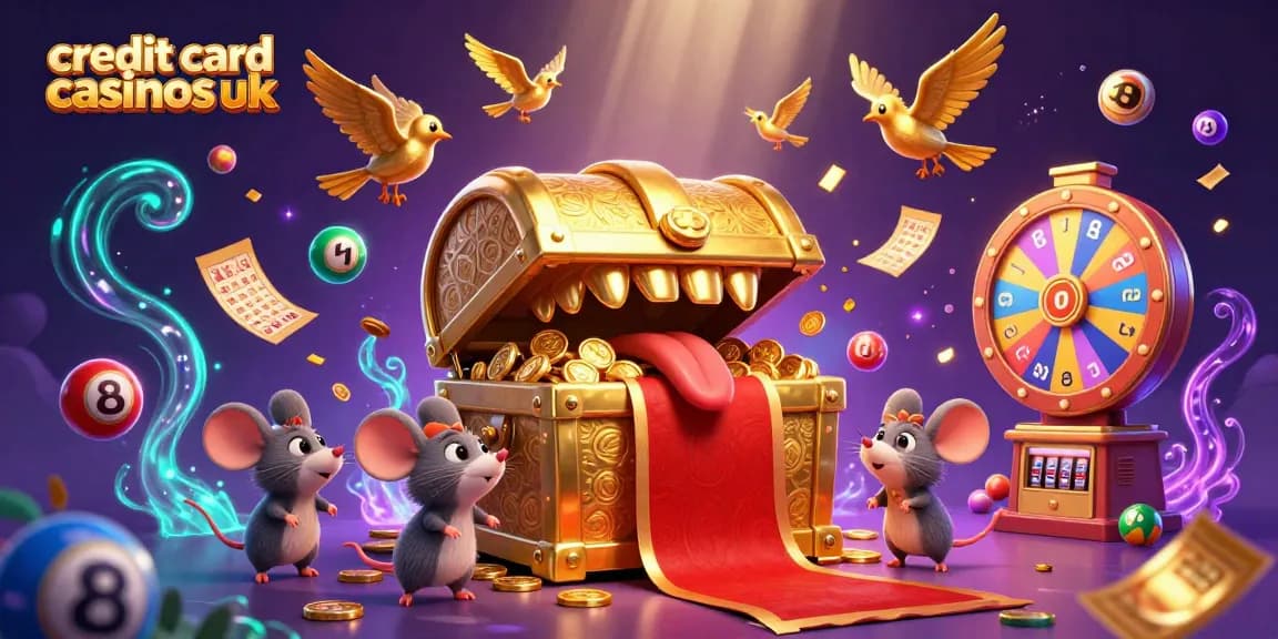 Engaging scene showcasing credit card casinos UK with a dynamic mix of gaming elements and colorful characters.