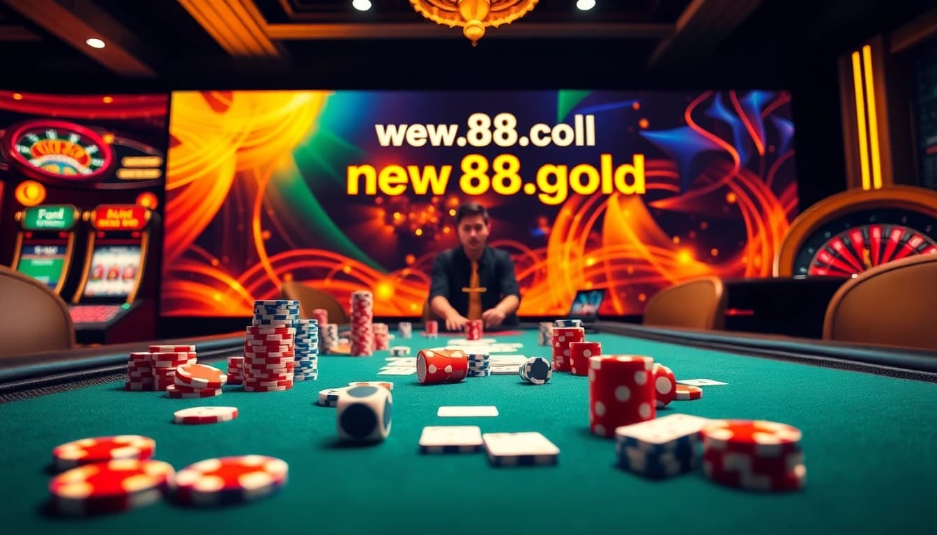 Players enjoying a thrilling casino experience at NEW88, featuring a vibrant gaming table filled with excitement and action.