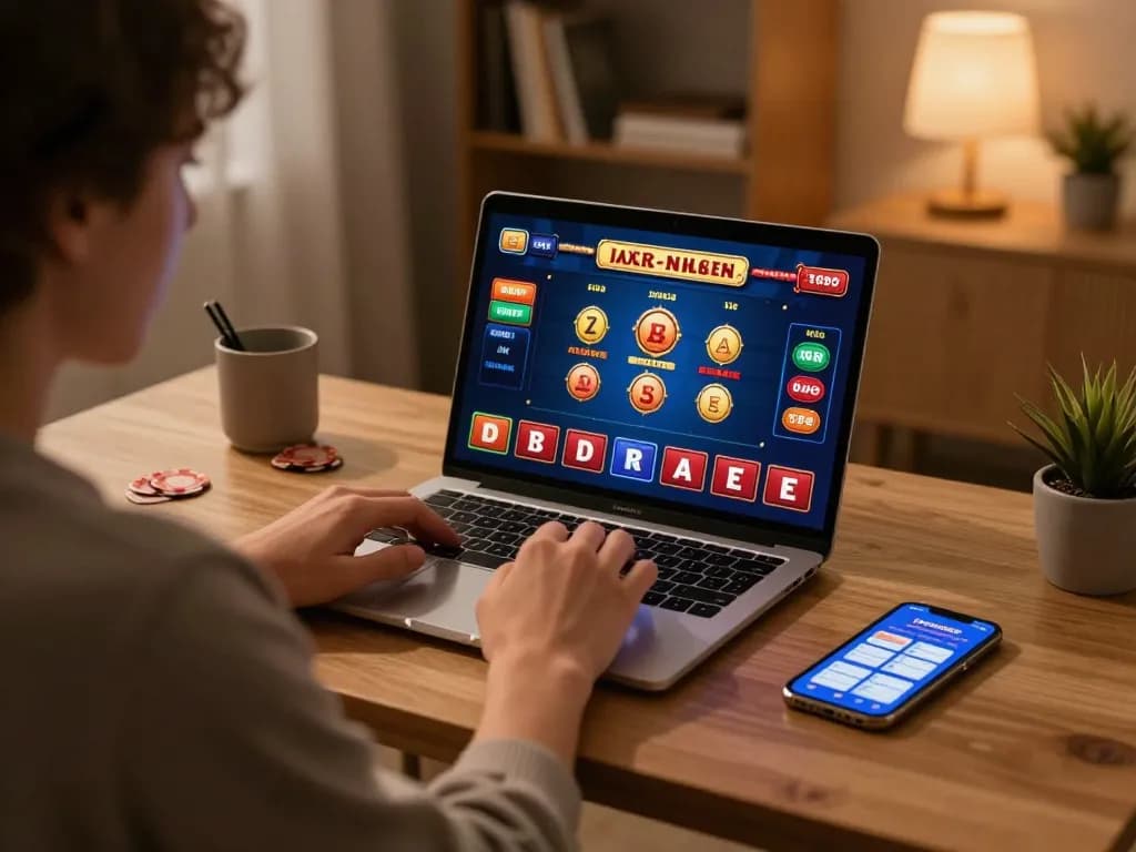 Engaging in online casino gameplay at home on เว็บzood24 with laptop and smartphone.