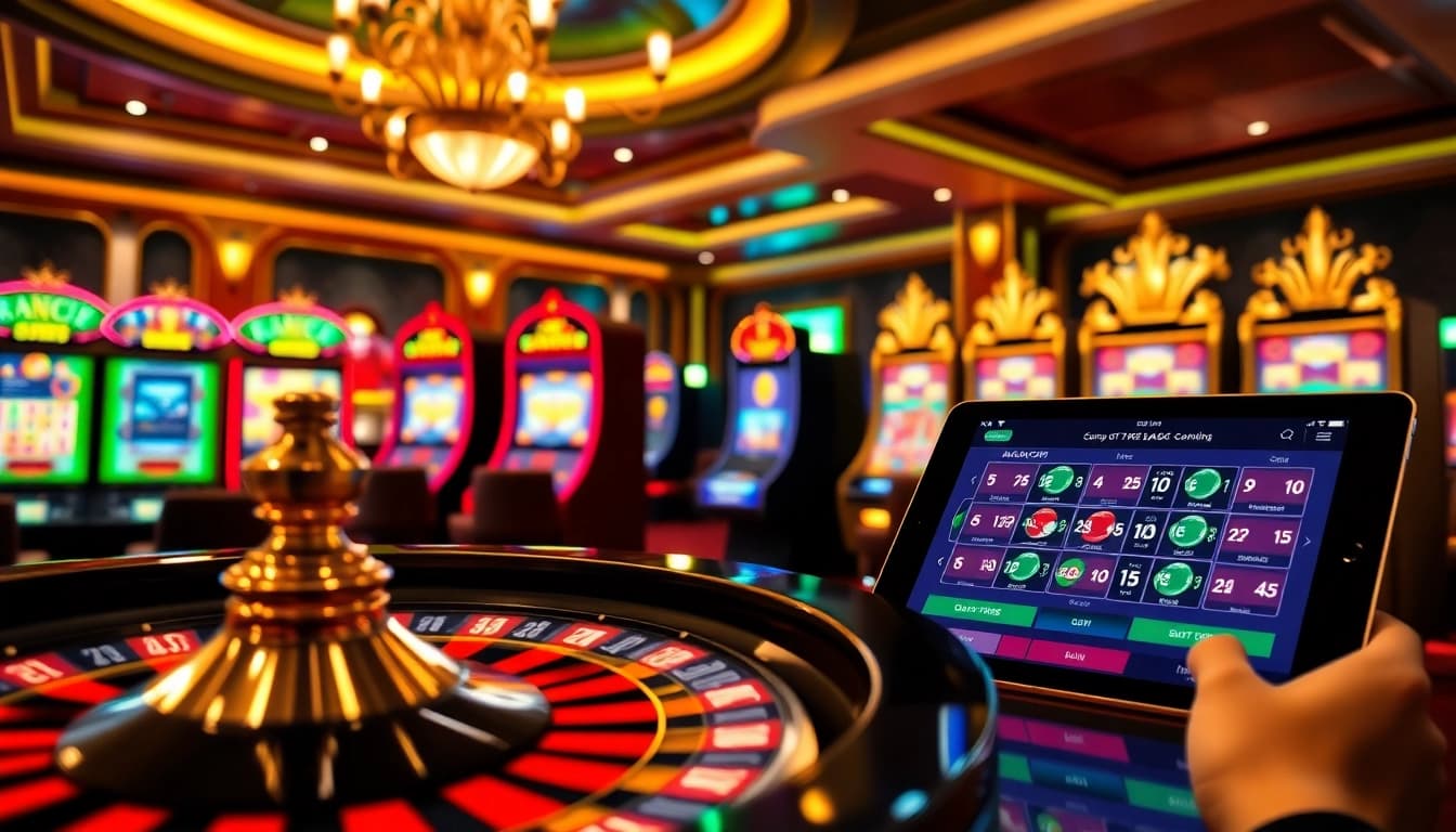 Engaging gamblers at RAJAGACOR while enjoying vibrant slot machines and roulette.
