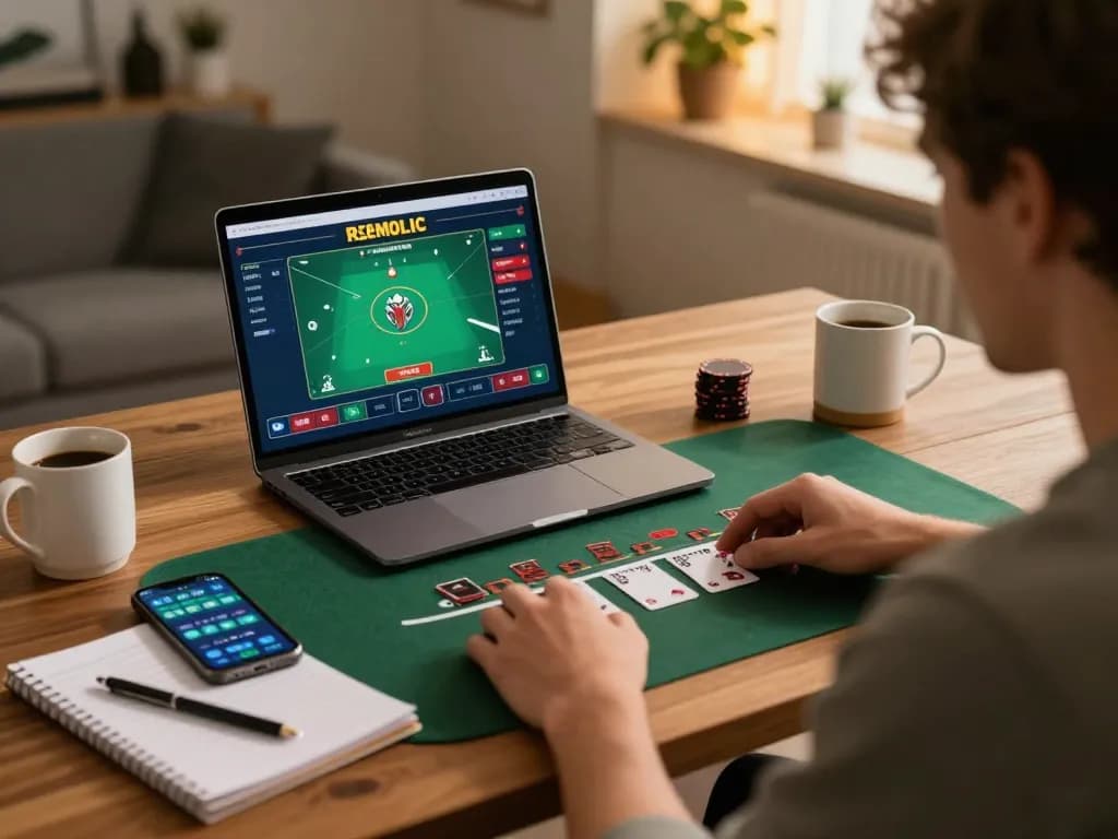 Engaging in live dealer blackjack on 11win with strategic betting notes and a homey setup.