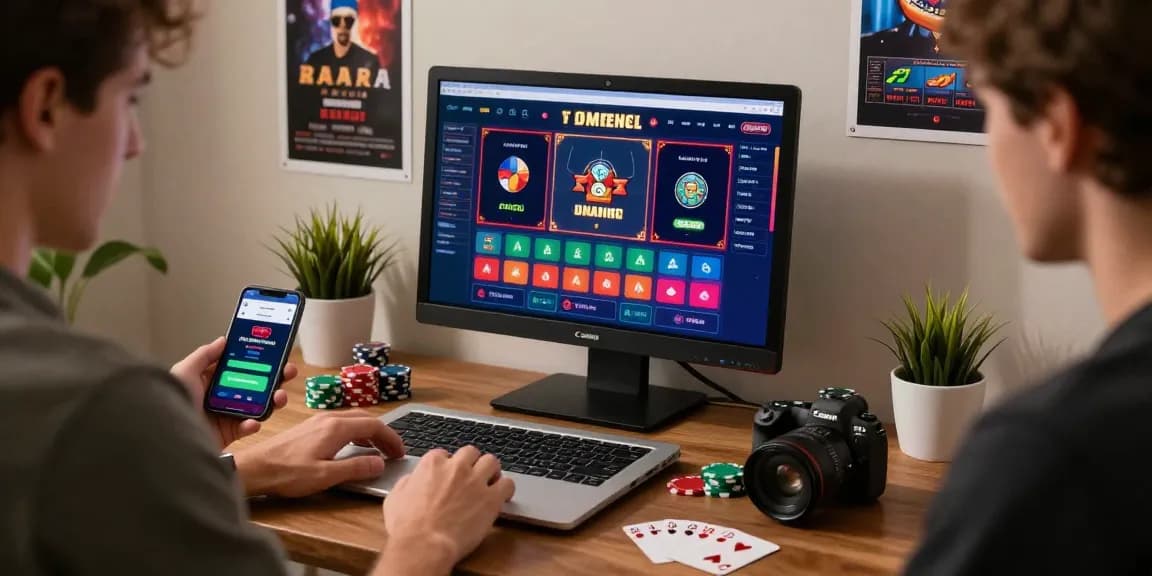 Engaging home betting setup showcasing 663bet gaming excitement with vibrant visuals.