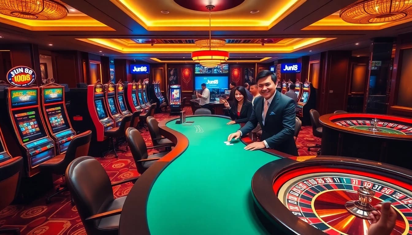Experience the excitement of gambling at Jun88 with vibrant casino games and engaging players.
