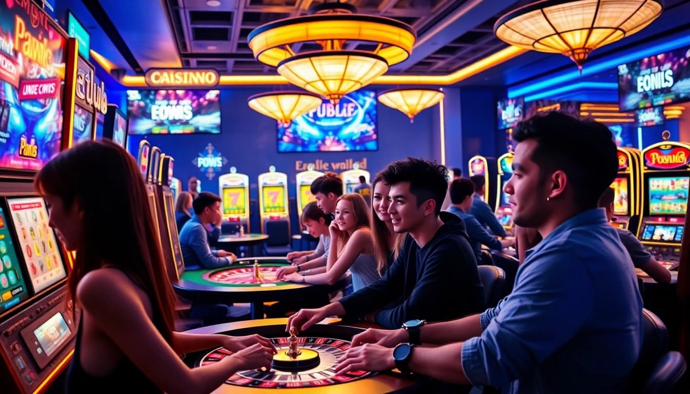 Experience the vibrant online gaming atmosphere at 66club with players engaged in thrilling casino games.