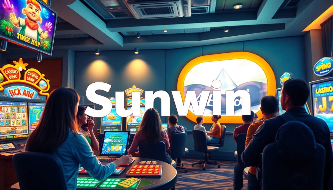 Exciting online casino gaming scene featuring Sunwin, showcasing various games and diverse players.