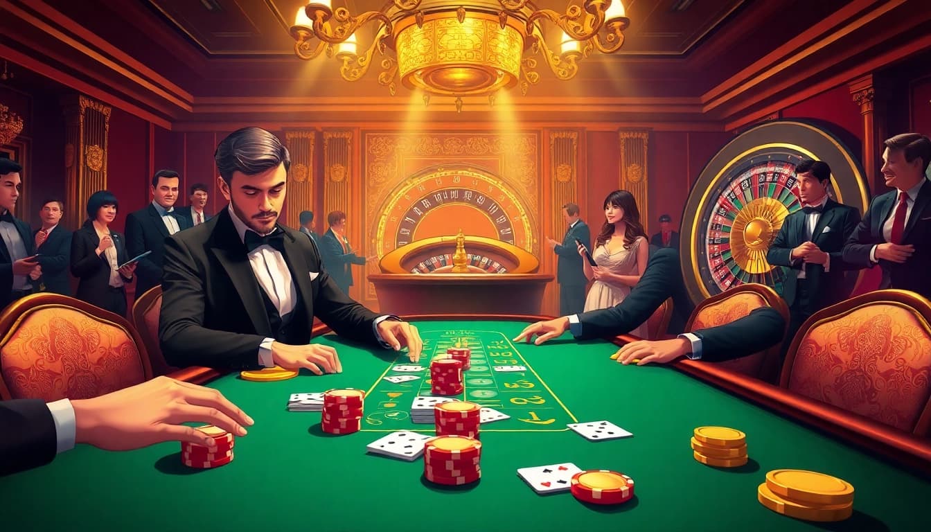 Excited player strategizing at a blackjack table on 98win, showcasing luxury gaming.