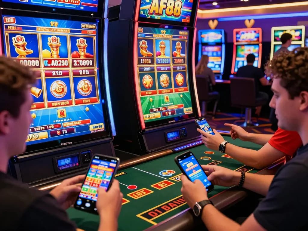 Engaged players enjoying immersive casino games on AF88.com, highlighting the dynamic online gambling experience.
