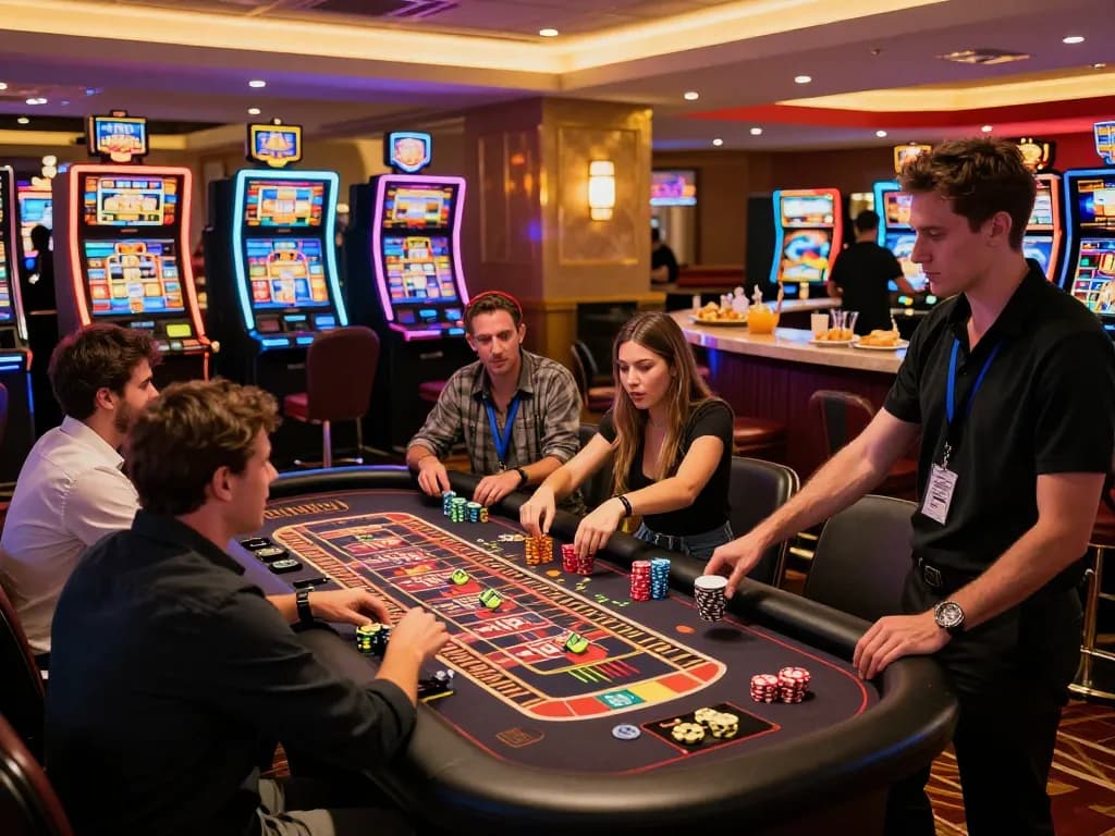 Engaging players at tt88 nohu casino, vibrant slot machines, and roulette action