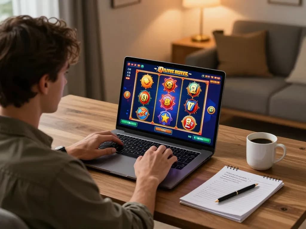 Engaging in online slots at home, highlighting viceroyluxury with a strategic gaming approach.
