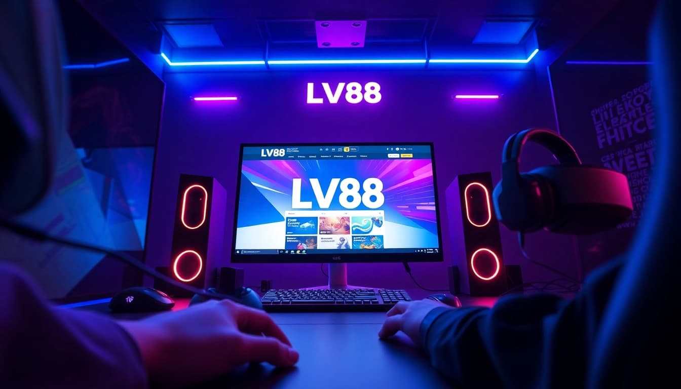Exciting online gaming setup featuring LV88, showcasing immersive gaming experience.