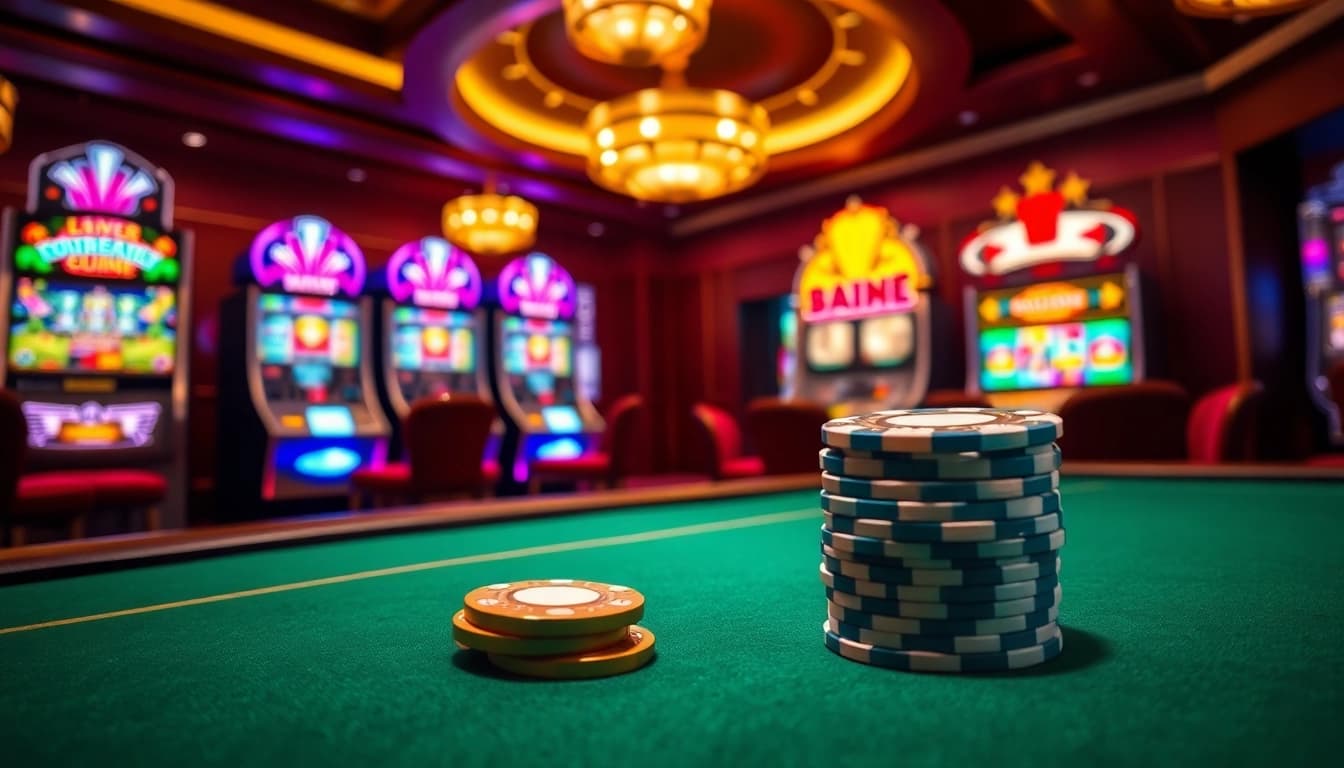 Experience thrilling gameplay at kinggaruda138 with luxury casino elements like cards and chips.