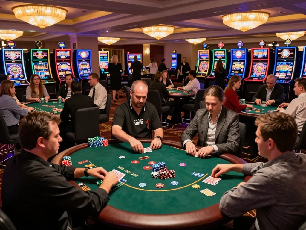 Players enjoying intense poker games at sunwin casino with vibrant atmosphere