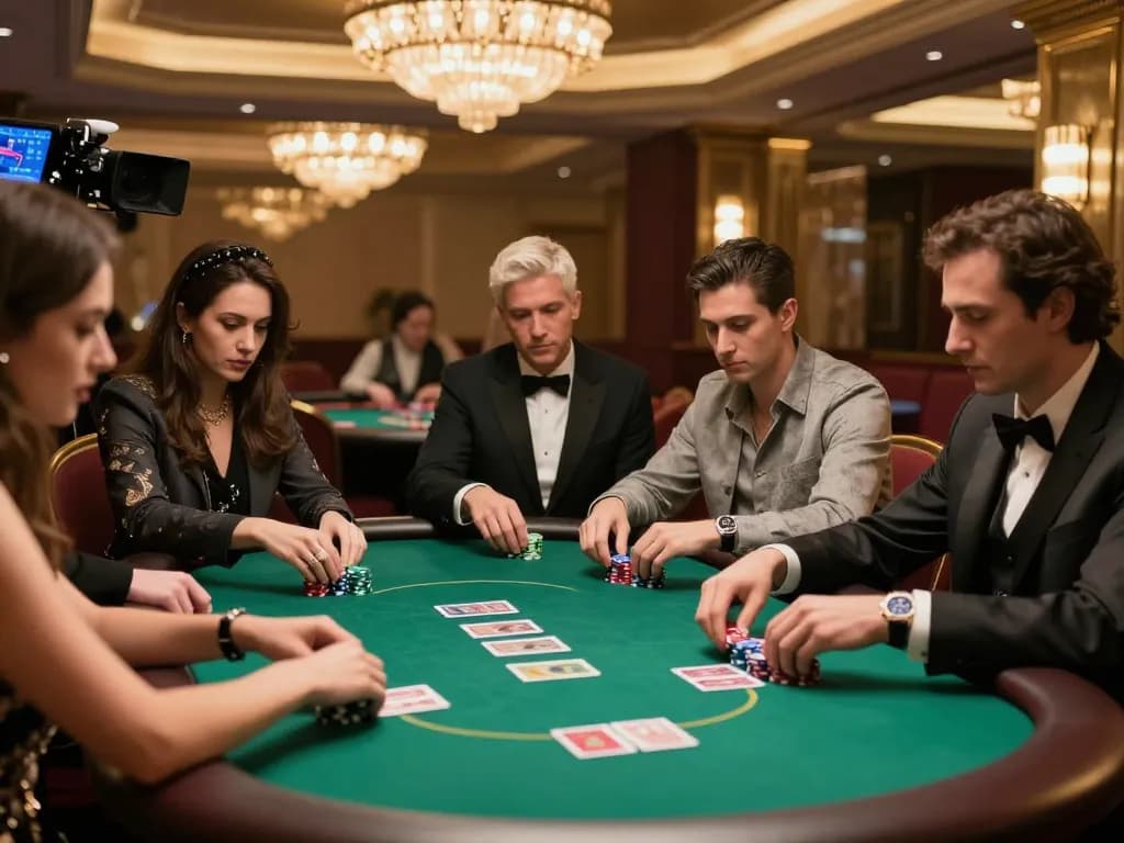 Players engaging in a strategic poker game at 789CLUB casino, showcasing chips and cards in action