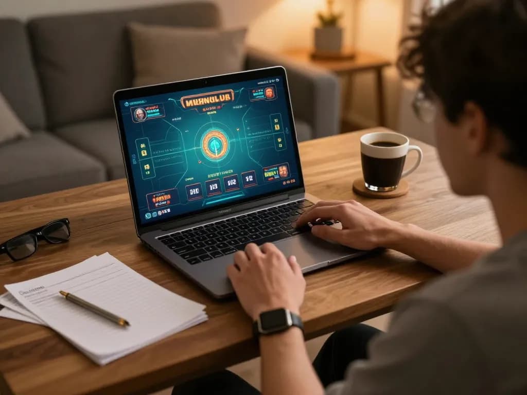 Xo88 player carefully analyzing bets on an online casino platform, highlighting focused gambling strategy.