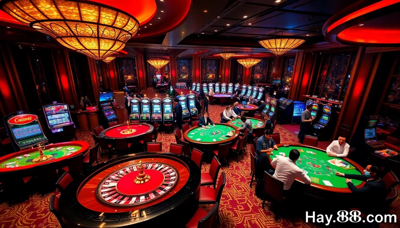 Exciting gameplay at Hay88 com casino showcasing top tables and vibrant atmosphere.