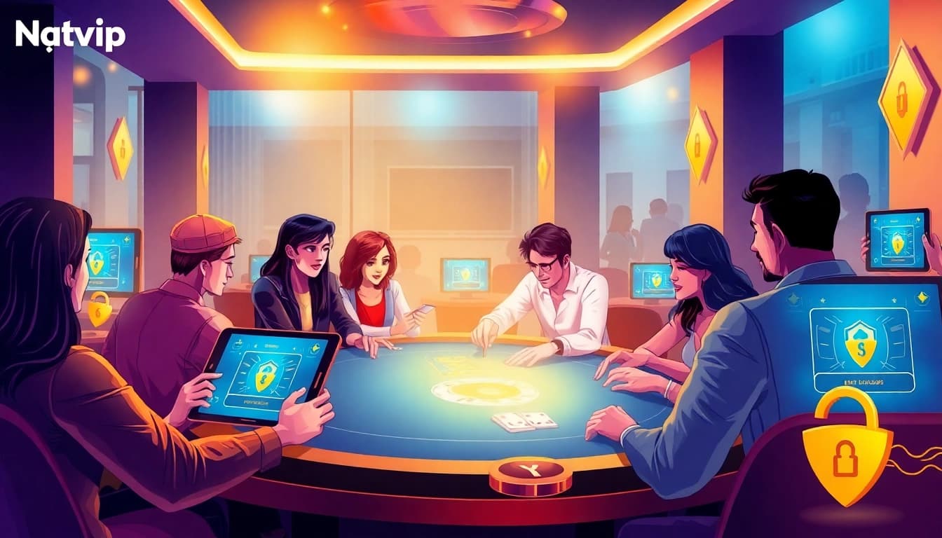 Nhatvip APK iOS Android - players enjoying a vibrant online casino experience, showcasing safety and excitement.