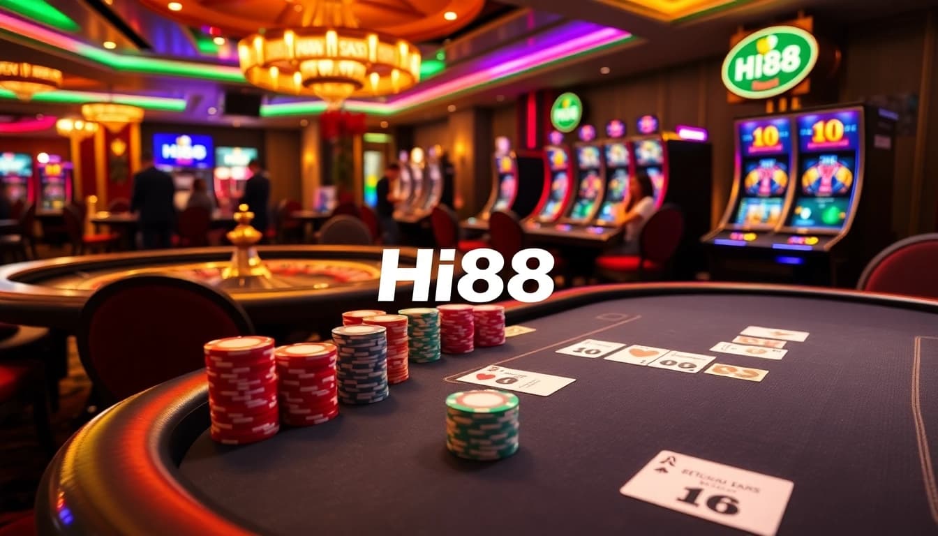 Hi88 offers an exciting casino experience with vibrant gaming tables and thrilling slot machines.
