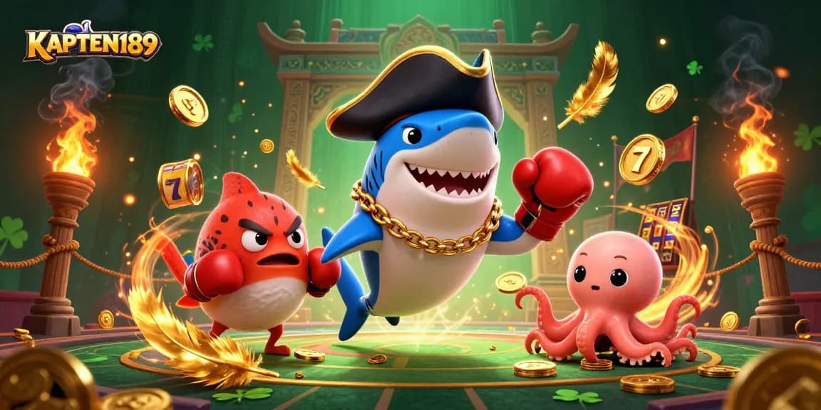 KAPTEN189 menghadirkan momen kemenangan dalam ilustrasi bernuansa kasino 3D yang dinamis.