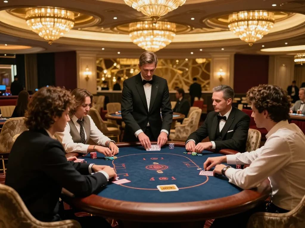 Engage in strategic gameplay at NHATVIP's upscale casino, featuring a high-stakes poker table.