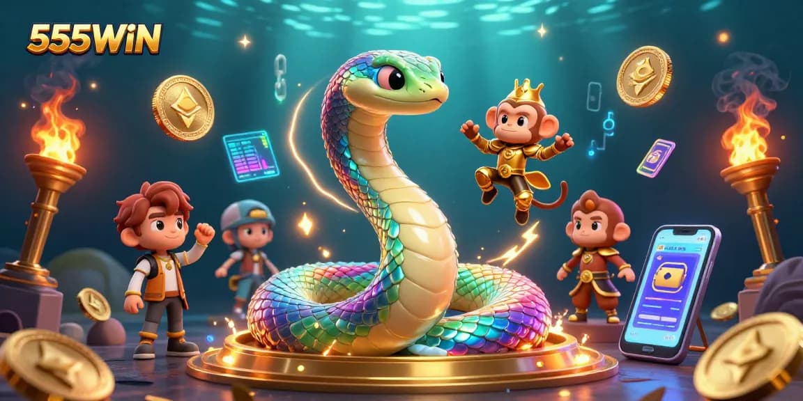Join the excitement at 555WIN with vibrant casino elements in a dynamic 3D illustration!