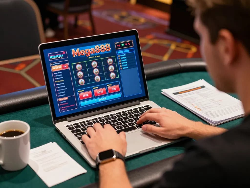 lmhistory player focused on Mega888 online casino game from home setup