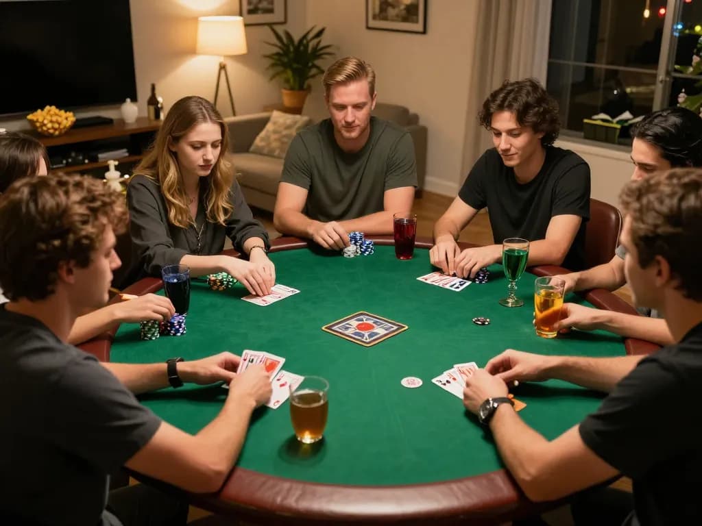 Pemain menikmati malam poker dengan strategi Planet77 dalam suasana rumah yang nyaman