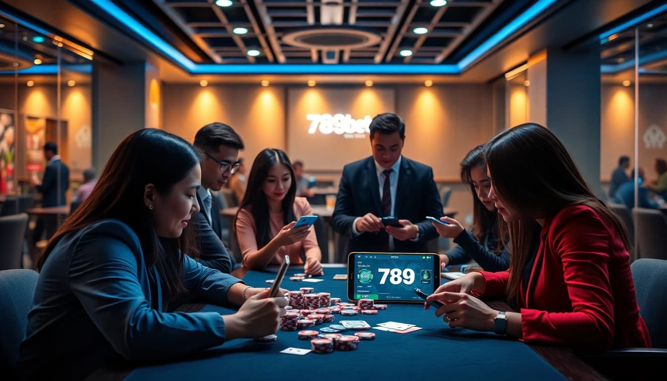 Exciting online betting experience at 789bet with diverse players engaging on digital devices.