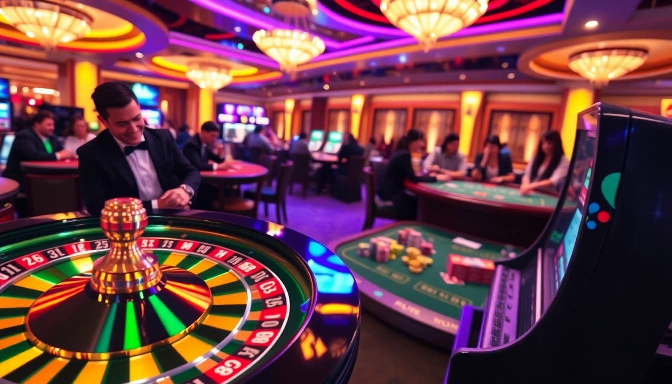 The exhilarating casino experience at https://rr88.mov/ features players enjoying games like poker and roulette.