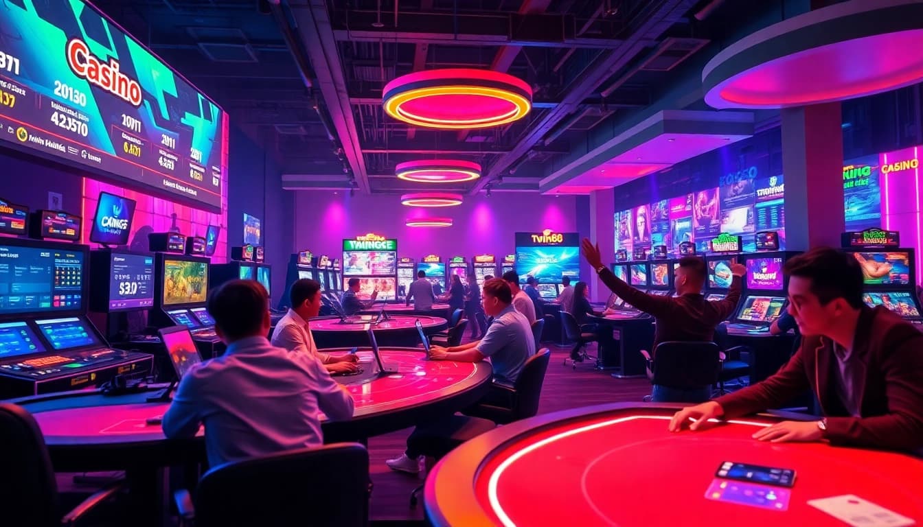 Cổng game twin68 featuring immersive online gaming experiences with players enjoying casino and sports betting.