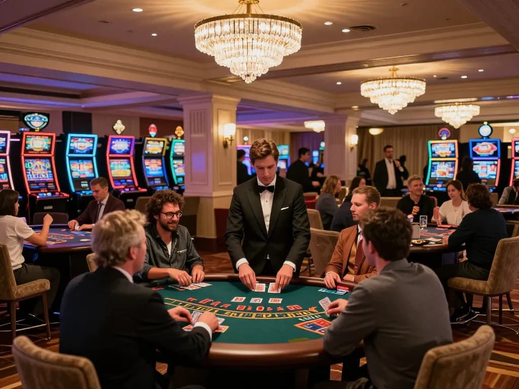 Engaged players strategizing at blackjack tables during a thrilling lu88 bet experience, enhancing casino atmosphere.