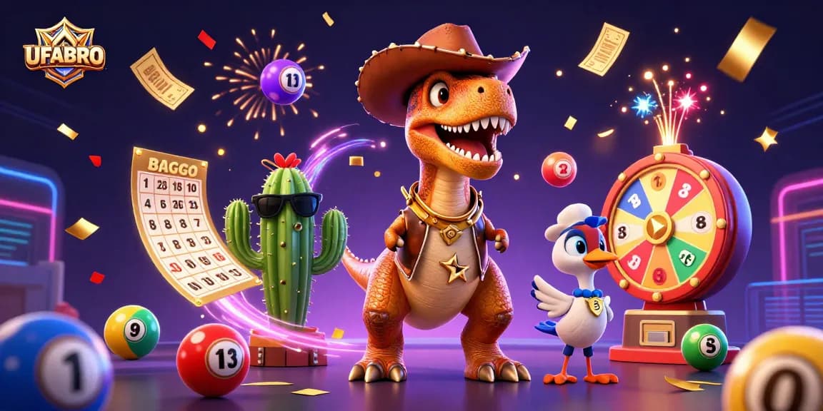 Bet on your luck with UFABRO's vibrant 3D casino scene featuring fun characters and winning opportunities.