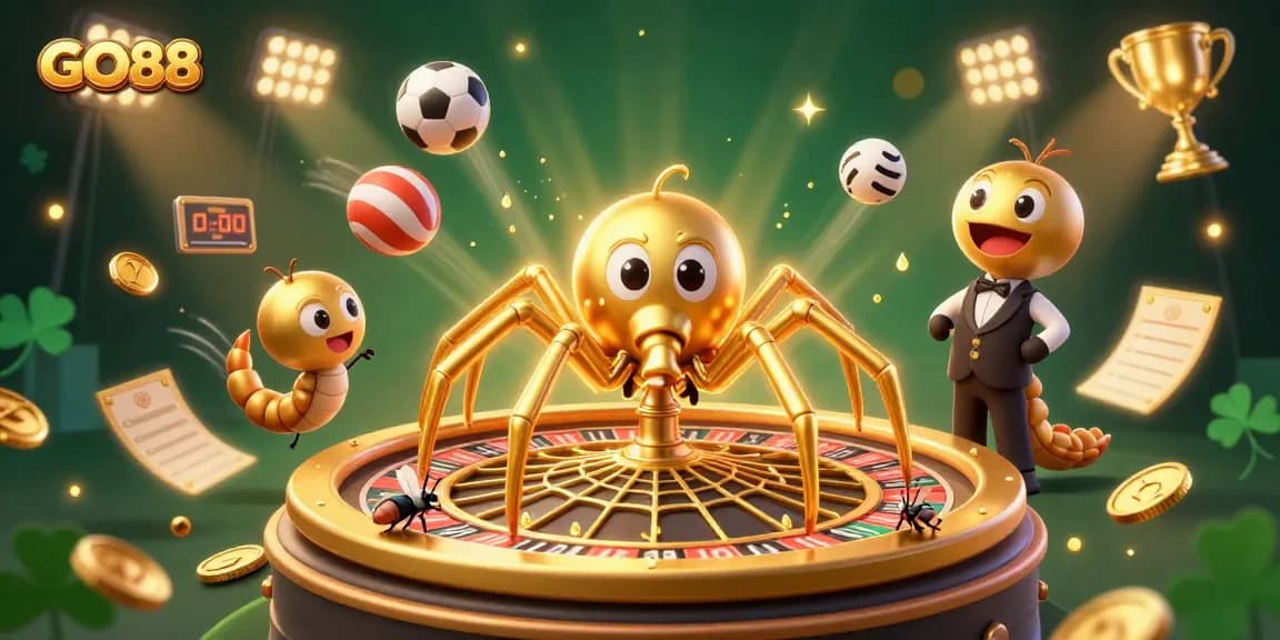 Bet with confidence at GO88, featuring an exciting roulette wheel scene with dynamic sports elements.