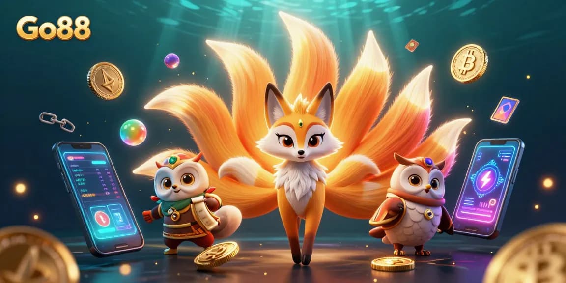 Spin big and win with Go88, showcasing vibrant gaming elements in an enchanted 3D scene.