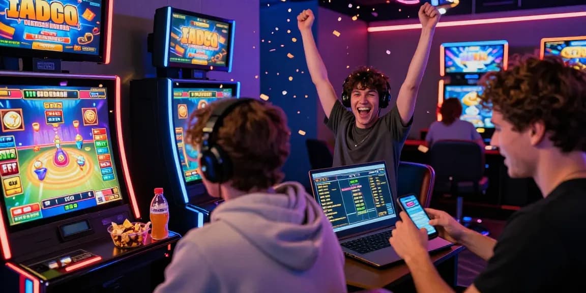 Players enjoying thrilling gameplay on OSAKA88, celebrating jackpot wins in a vibrant setting.