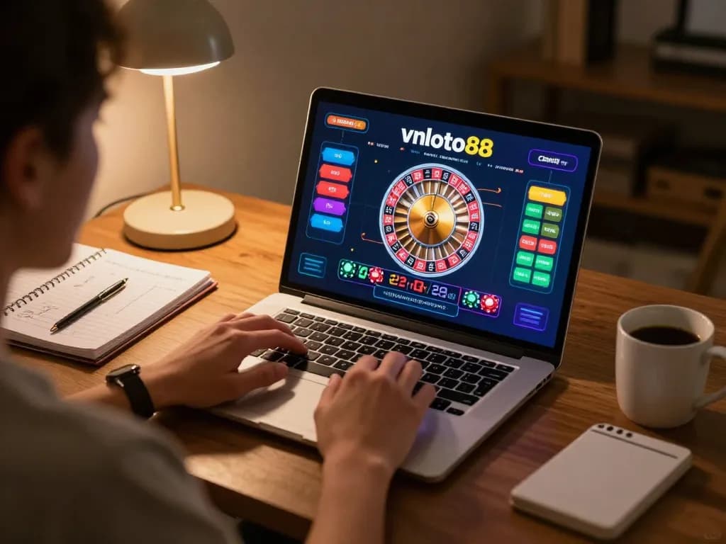 Enjoying a thrilling game of roulette on vnloto88 while strategizing at home setup.