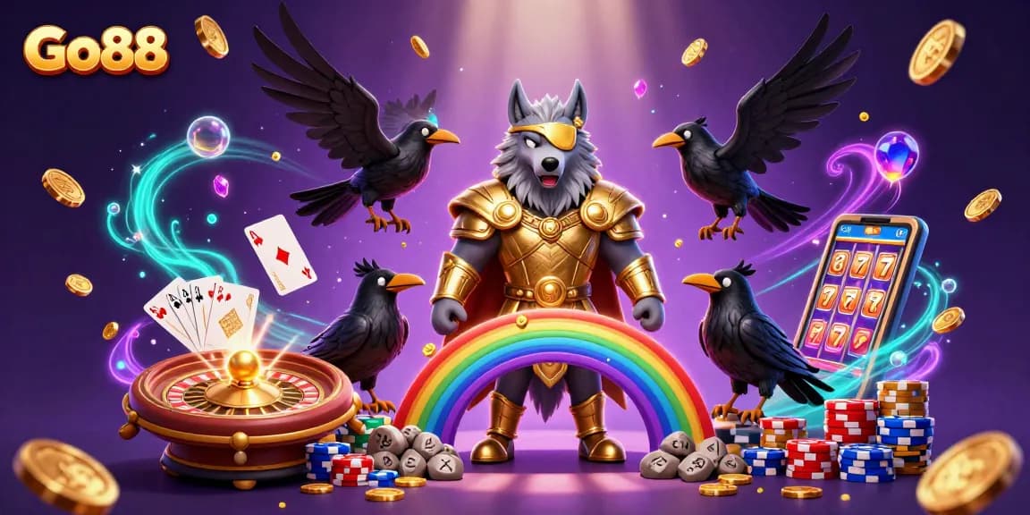 Experience gaming at Go88 with Odin and vibrant casino elements in a captivating scene.